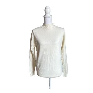 Honey Mock Neck Ivory White Long Sleeve Sweater Size Large